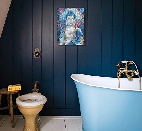 Ateliyishu Buddha Art Canvas Blue Buddha Pictures Wall Decor Zen Buddha Wall Art Buddha Wall Art For Living Room Office Home Decoration 12"X16" #TOP2