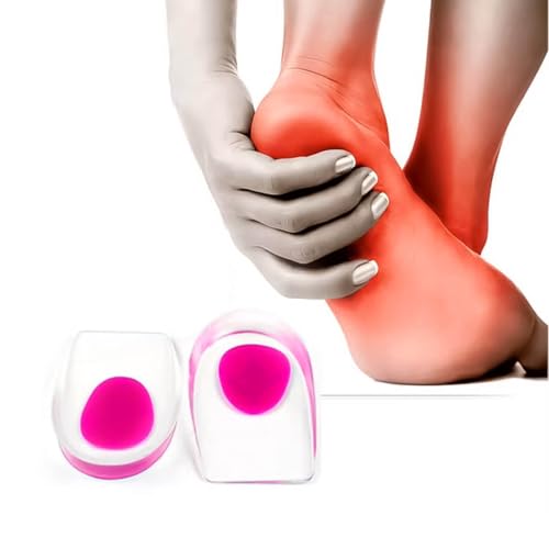 Palmilha Calcanheira em Gel Ortopédica, Silicone para Esporão e Fascite Plantar, Reutilizável, Adaptável a Qualquer Calçado (Rosa, Universal)