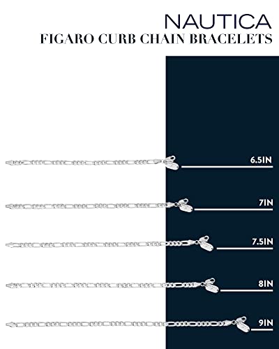 Nautica Unisex Bracelet - Men's Figaro Link Curb Chain Bracelet - Link Bracelet For Women, Size 8 In, 5Mm #TOP2