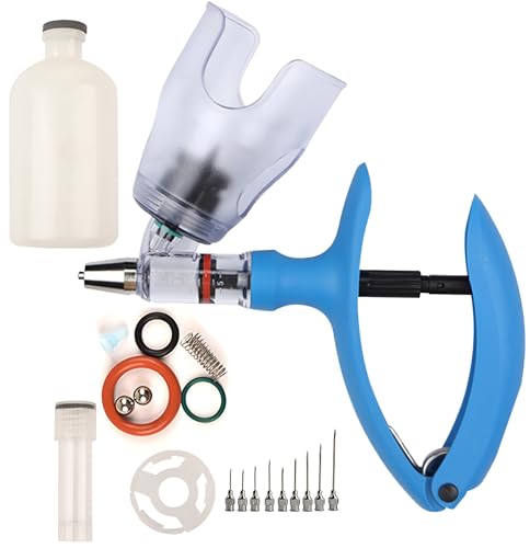 Pistola de Jeringa Autoinyector para Ganado y aves de Corral, InyeccióN Continua Ajustable con Adaptador para Botella para Cabras, Cerdos y Vacas(D-2ml)