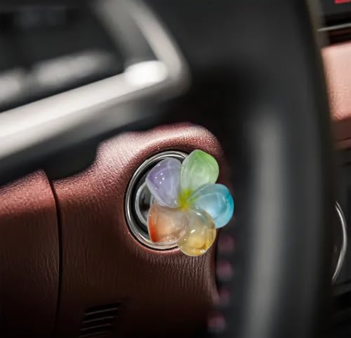 Push to Start Button Cover,Flower car Accessories,Engine Start/Stop Resin Flower