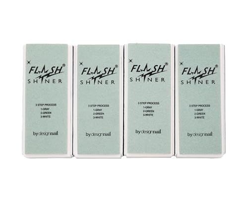 Design Nail Flash Shiner® Block – 3-Way Nail Buffer – Pack of 4 – Professional Nail Buffer...