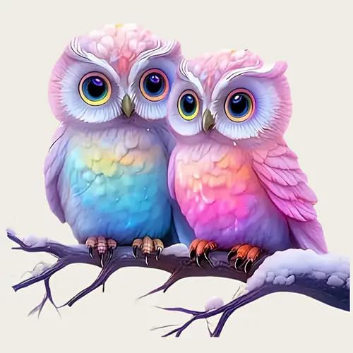 Pink Owl Lovers Branch PVC Vinyl Car Decals Stickers Waterproof Self-Adhesive Decals for Cars, Laptops, Trucks, Motorcycles Wall Window Luggage Scratch Cover Door Decor Sticker