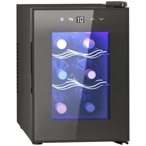 HOMCOM Vinoteca 6 Botellas Doble Refrigeración Termoeléctrica 8-18℃ Negro