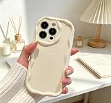Phone Case for iPhone 17, Simple Curly Wavy Frame Design, Silicone Cute Glossy Aesthetic Wave Thin Slim Fit Soft TPU Protective Phone Case for iPhone 17 Cover Women Girls-Antique White