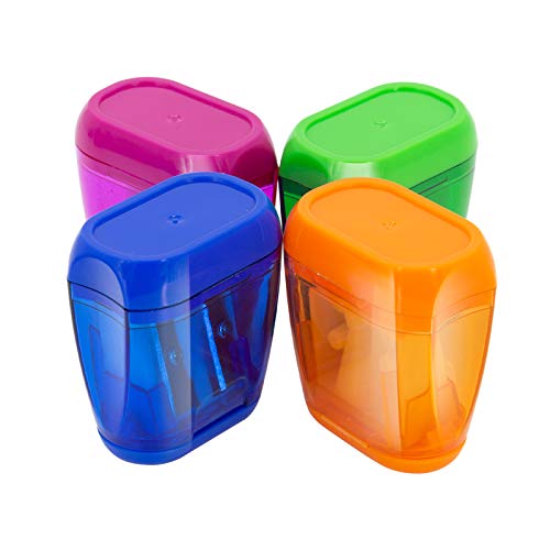 Kidmen Manual Pencil Sharpeners,2 Holes Compact Sharpener With Lid For Kids, School And Office-12 Pack #TOP3