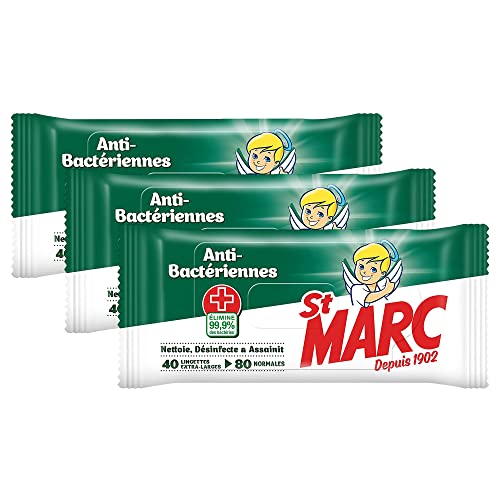 Toallitas de limpieza y antibacterianas St Marc - 40 toallitas extra grandes - Juego de 3