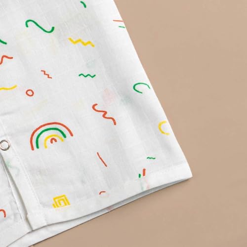 Image of Kidbea Newborn Baby Jhabla Muslin Cotton Clothes for Boys & Girls | Soft Breathable, Cute Printed Sleeveless Baby Wear with Button Closure