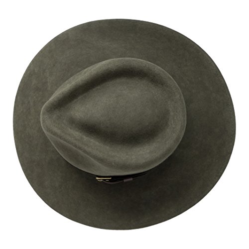 B&S Premium Lewis - Wide Brim Fedora Hat - 100% Wool Felt - Water Resistant - Leather Band - Olive Green 56