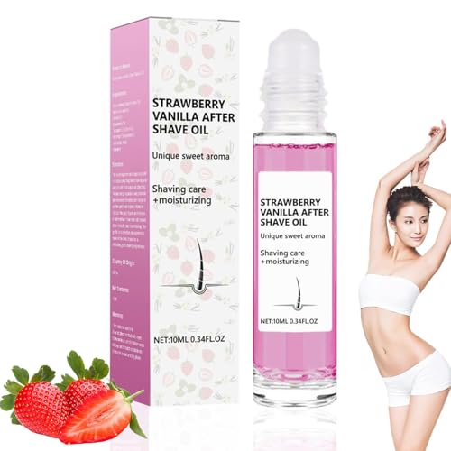 Huile après-rasage fraise-vanille pour femme,huile après-rasage roll-on pour femme, prévient les poils incarnés and la sécheresse,huile de rasage douce et...