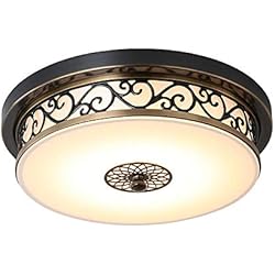 Lampara Para Comedor Antigua 18W LED Plafón Vintage lámpara de Techo, Retro Luz de Techo, Shabby Chic Redonda Iluminación, Plafón de Vidrio Metal Antiguo, Moderna, Rústica, Para Salón Comedor Dormitorio Escaleras Balcón luz ?30cm