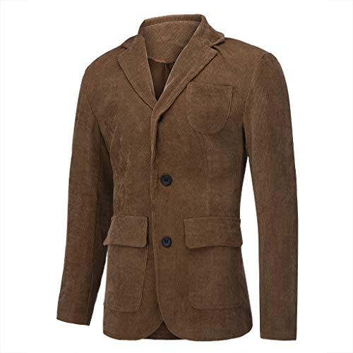 Men's Vintage Business Casual Work Wear Corduroy Suit Jacket Long Sleeve Sport Coat Single Breasted Formal Blazer4