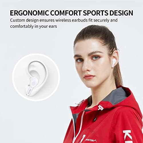 POKATU Wireless Earbuds,Bluetooth 5.1 Headphones in Ear HI-FI Stereo, Wireless Headphones with USB-C Fast Charge, Touch Control, LED Digital Display, IP7 Waterproof Wireless Earphones (White)