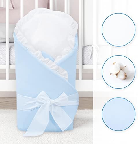 Baby Infant Cotton Swaddle Wrap/Newborn Swaddling Blanket Duvet Quilt (Blue)