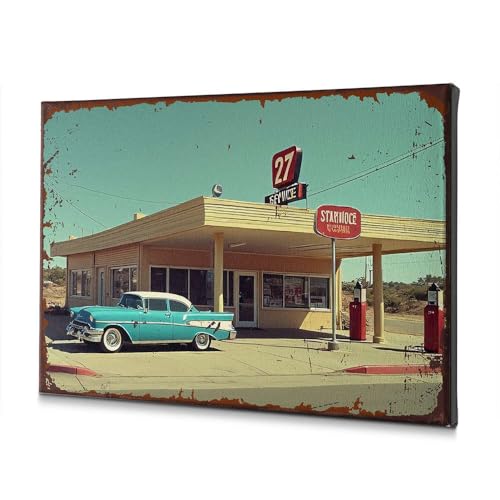 Tableau de voiture classique vintage : toile de décoration murale pour salle à manger 40x60