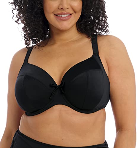 Elomi Plus Size Plain Sailing Plunge Bikini Top 38J, Black