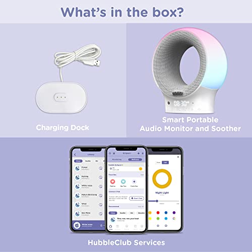 Hubble Eclipse+ Portable Soother, Kids & Baby Audio Monitor, 7-Color Night Light & Speaker, Push To Talk Connect, Digital Clock, Baby White Noise Machine, Sleep Trainer With Wi-Fi Connectivity #TOP5