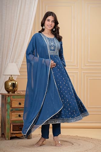 Image of MANHAREE | Women's Rayon Kurta with Pant & Dupatta Set