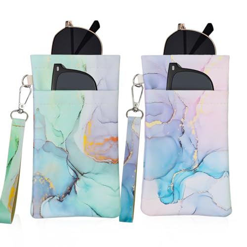 Image of Double Eyeglass Case Soft Dual Glasses Case for Women Men Travel Squeeze Top Sunglasses Cases Eyeglasses Pouch