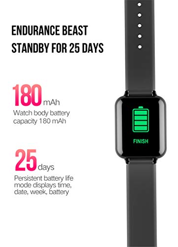 HQHOME Smartwatch, Fitness Armband mit Pulsuhr Touchscreen Fitness Uhr IP67 Wasserdicht Fitness Tracker Sportuhr mit Schrittzähler Stoppuhr Smart Watch für Damen Herren für iOS Android Handy – Bild 3