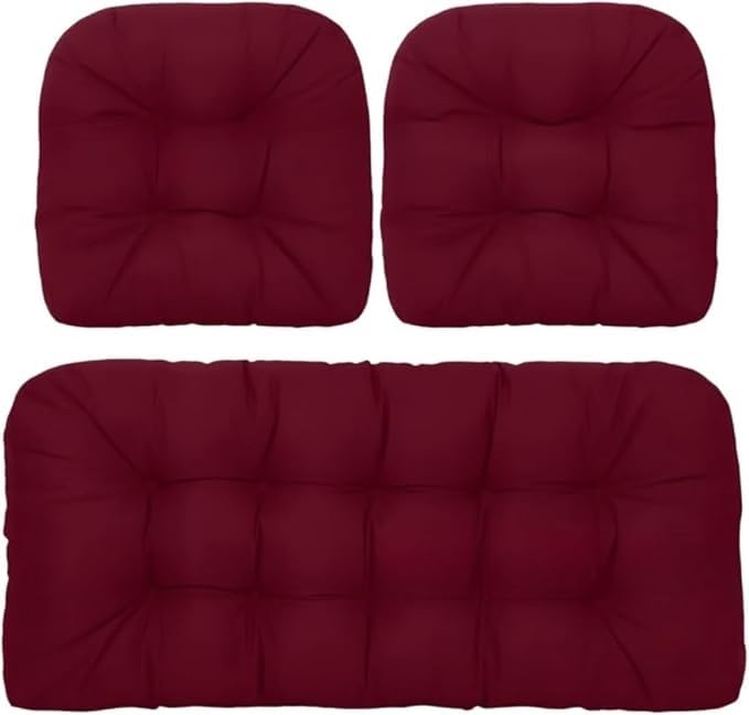 Cojines de mimbre impermeables para sofá de exterior con 2 respaldos y asiento de patio de 110x48cm