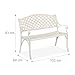 Relaxdays Gartenbank, 2-Sitzer, Terrasse, Balkon, Aluminiumguss, H x B x T: 83 x 103 x 64 cm, antike Sitzbank, weiß/gold