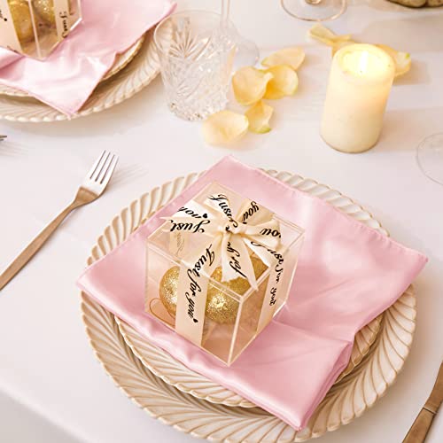 Cobedzy 12 Pack Satin Table Cloth Napkins, Blush Pink Silky Wedding Napkins Cloth Washable, Luxury Dining Table Cloth Napkins Set For Birthday Holiday Party Dinner Restaurant, 17X17 Inch #TOP1