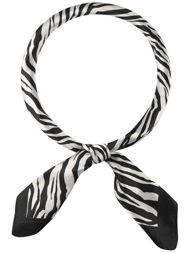 Women Zebra Printed Satin Large Square Scarves, 35