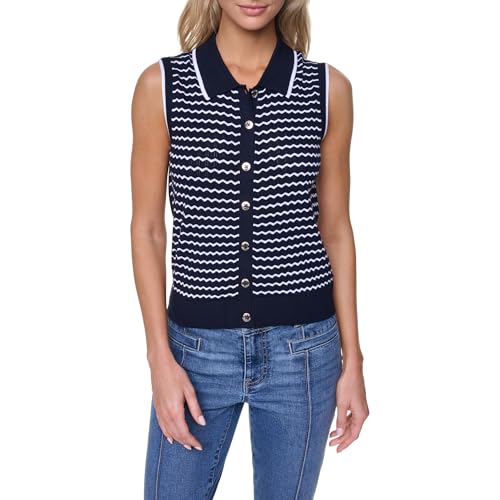 Image of Nautica Women's Crew Neck Solid Short Sleeve Sweater