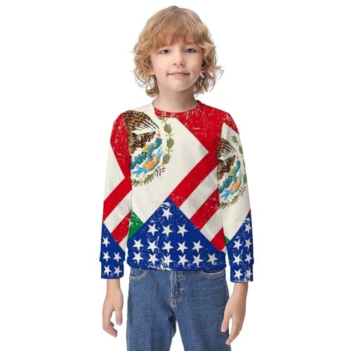 USA And Mexican FlagChildren's Casual Pullover Sweatshirt Loose Fit8-10Y