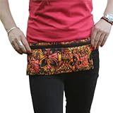  Riñonera Polinesia - Naranja y Rosa - Bolso cinturón hecho a mano en lona y algodón, cerrado con cremallera