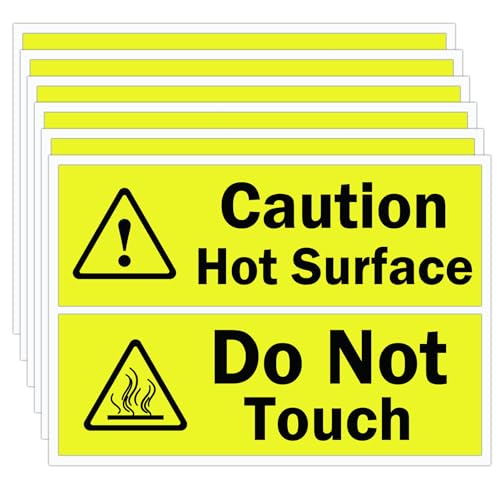 5.91x 1.97 Inch Large Caution Hot Surface Stickers 10 Pcs Do Not Touch Signs Self Adhesive Vinyl Warning Caution Hot Water Safety Stickers of Machinery Engines Exhaust Pipes Kitchen Equipment(Warning)