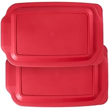 Replacement Lids fits Pyrex 9x13 233 Glass Casserole Baking Dish Container with Tab Handles, for 3-Quart Model 233-PC 2-Pack, Red