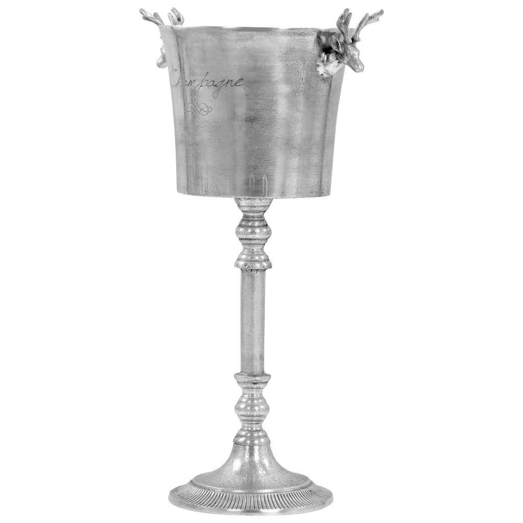 Enfriador de champán de aluminio, enfriador de champán con asas de reno, enfriador de vino grande para fiestas, 39 x 29 x 71 cm, color plateado
