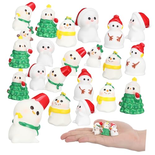 Mipcase 36 Pezzi decorazioni natalizie Piccole figure pupazzo neve miniature natalizie figurine pupazzo neve Decorazione paesaggistica in miniatura resina