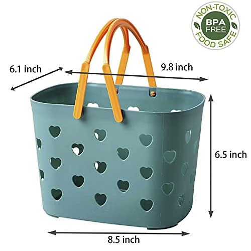 Anyoifax Portable Shower Caddy Tote Plastic Storage Basket With Handle Box Organizer Bin For Bathroom, Pantry, Kitchen, College Dorm, Garage - Blue #TOP3