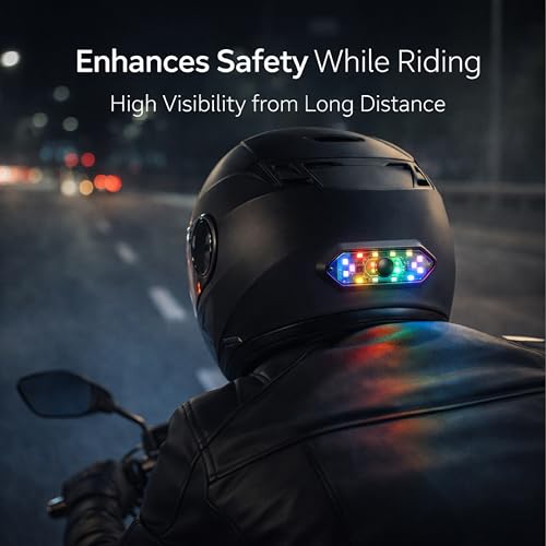 Image of MIKANIX ABS Universal Helmet LED Light with 5 Lighting Modes & 6 Multi-Color Flashing | Rear Warning Safety Night Riding Light USB Charging Cable for Bike, Cycling