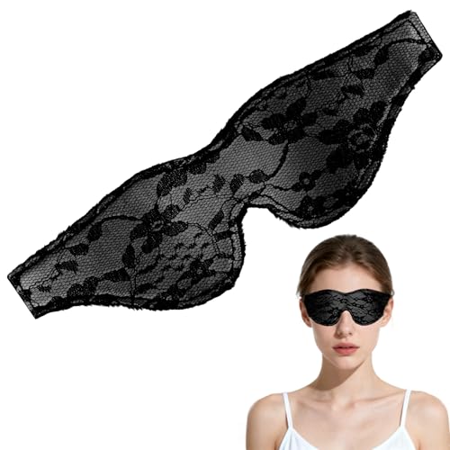 Maschera per gli occhi in raso VLYX - Benda per dormire in morbida seta per adulti, comoda copertura per gli occhi per casa, viaggio, ufficio, regalo di San Valentino, gioco di ruolo (nero)