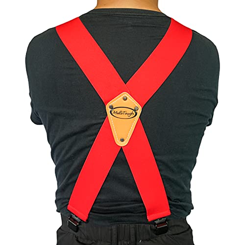 Image of MELOTOUGH Men's Suspender 2 inch Wide Partial Elastic Strap for Jeans Pants