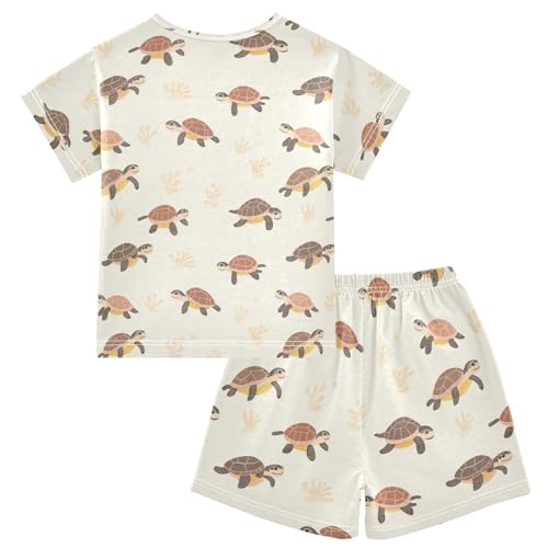 ALAZA Turtles Leaves Pajama Set Short Sleeve Sleepwear Soft Lounge Nightwear2