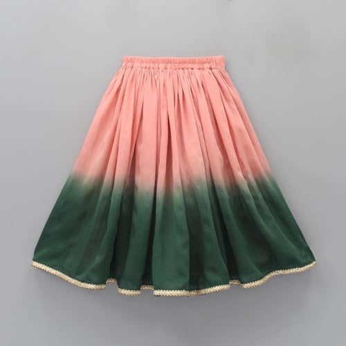 Image of GORLYA Girl's Rayon Printed Traditional Lehenga with Puff Sleeve Designer Choli Set