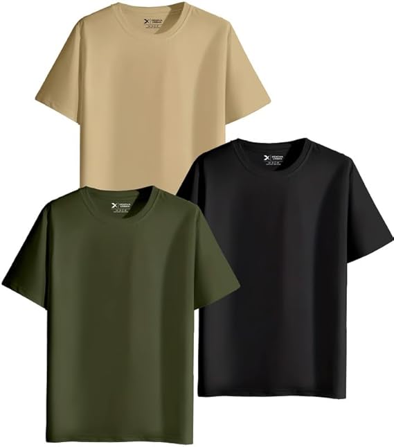XENOVAURBAN Unisex Regular Cotton Combo of 3 Solid Color Tshirt