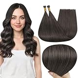 Full Shine I Tip Human Hair Extensions 18 Inch 48 Grams 50 Strands Soft Black I Tip Hair Extensions Human Hair Long Straight Remy Hair Invisible Extensions Add Volume
