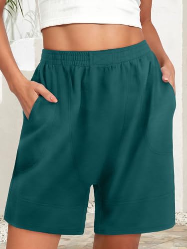 KISSMODA Women Bermuda Sweat Shorts High Waist Pockets Summer Lounge Workout Shorts — view 2