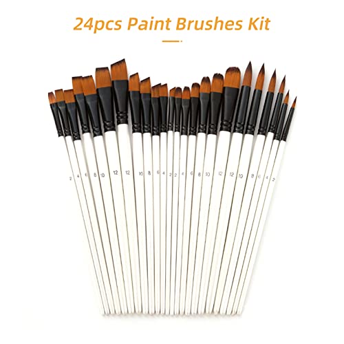 LIANGYAN Conjunto de pincéis de pintura 24 pçs Kit de pincéis de pintura de artista Pincéis redondos
