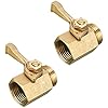 Hourleey 2 Pack Solid Brass Garden Hose Shut Off Valve with 2 Extra Rubber Washers, 3/4 Inch, Gate Valve, Hose Valve, Brass
