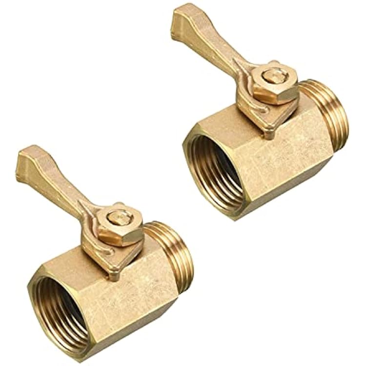 Hourleey 2 Pack Solid Brass Garden Hose Shut Off Valve with 2 Extra Rubber Washers, 3/4 Inch, Gate Valve, Hose Valve, Brass