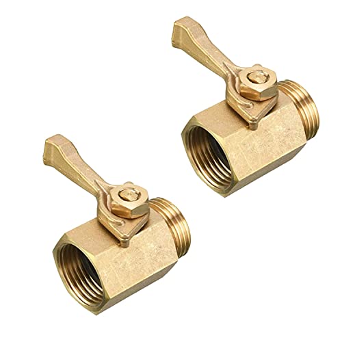 Hourleey Brass Garden Hose Shut Off Valve, 2 Pack With 2 Hose Washers Heavy Duty 3/4 Inch Solid Brass Garden Hose Shut Off Valve With 2 Extra Rubber Washers #TOP1