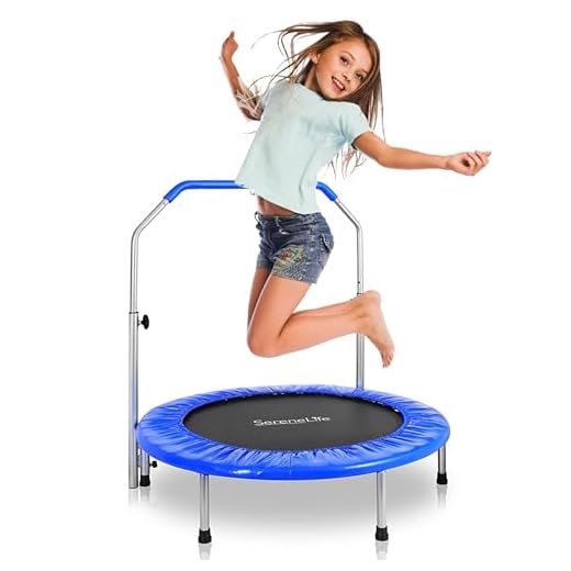 SereneLife Portable & Foldable Trampoline - 36" In-Home Mini Rebounder, Fitness Body Exercise - Updated Version - SLSPT365,Blue