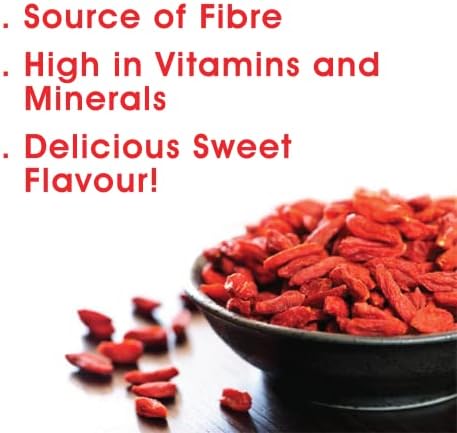 Premium Goji Berries 500g, by Yin & Yang Superfoods. Premium Quality, Delicious Sweet Flavour, 100% Natural, High in Vitamins, Minerals & Antioxidants, Source of Fibre, Vegan